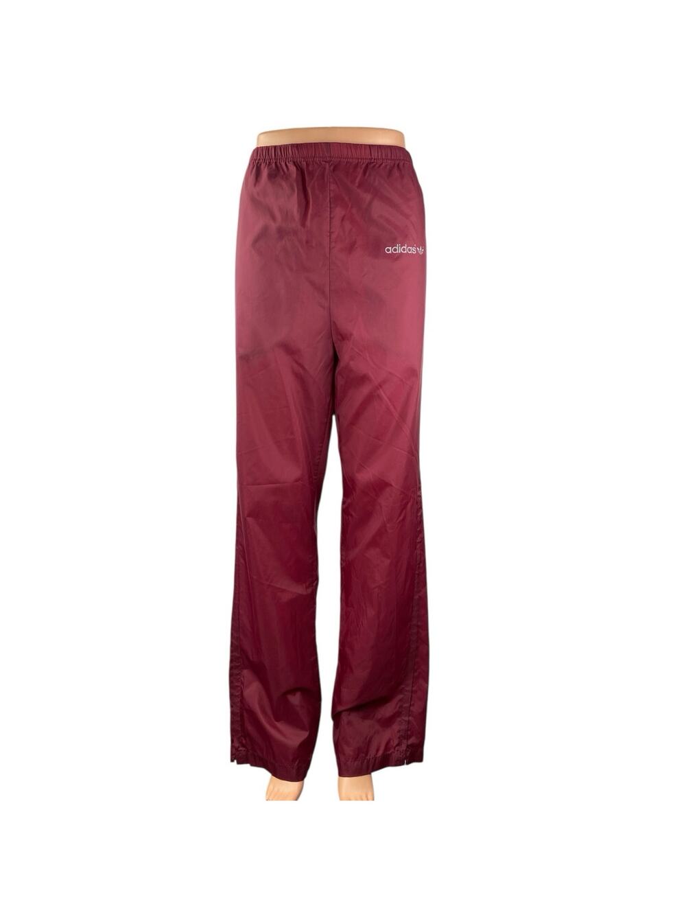 Adidas Women's Red Trefoil Logo Straight Leg Windbreaker Trousers Track Pants M